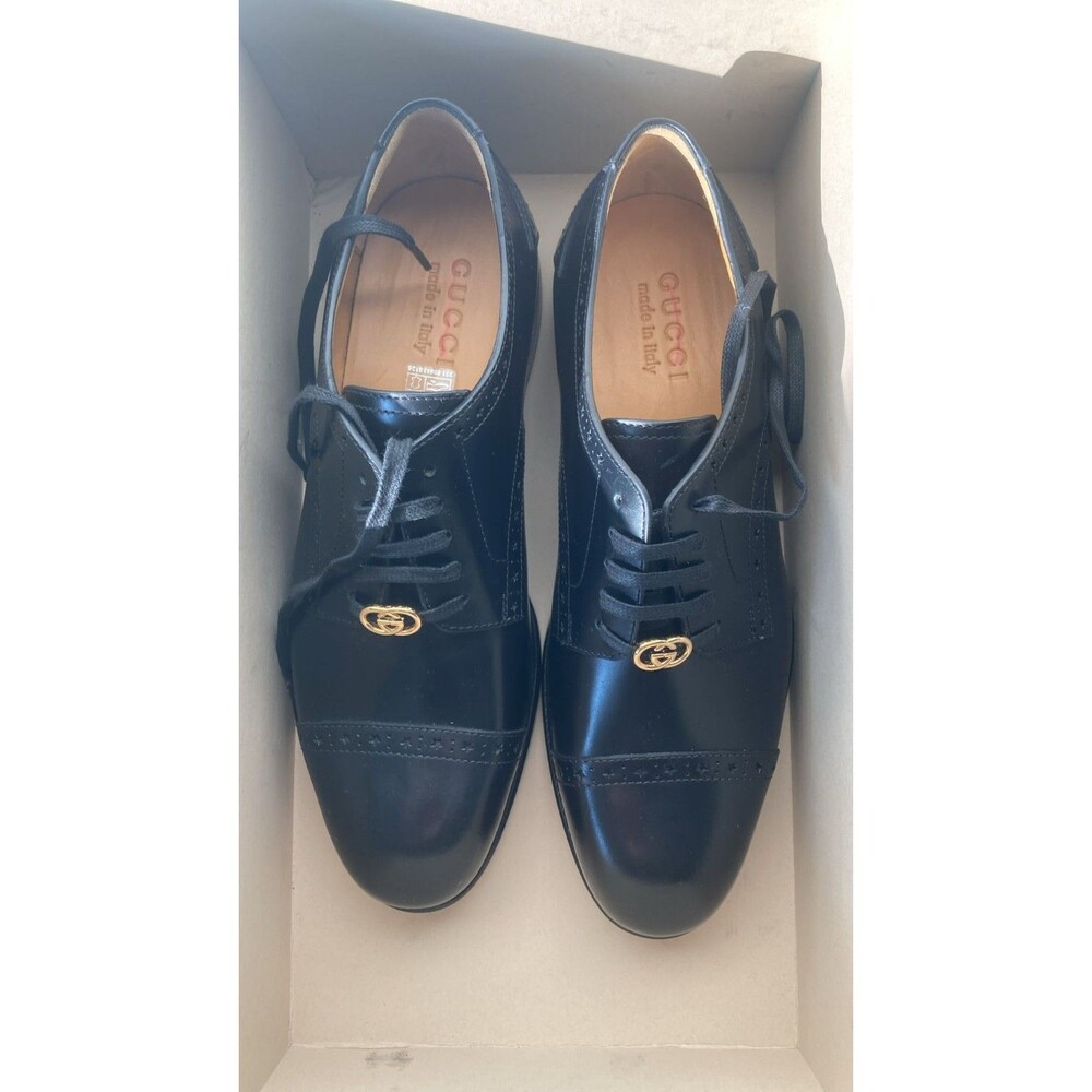 GUCCI Men's Rooster Brogue Leather Derby in Black Sz US Size 7 - Picture 3 of 10